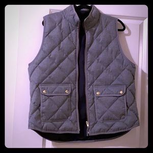 J Crew Quilted Gray Vest XL